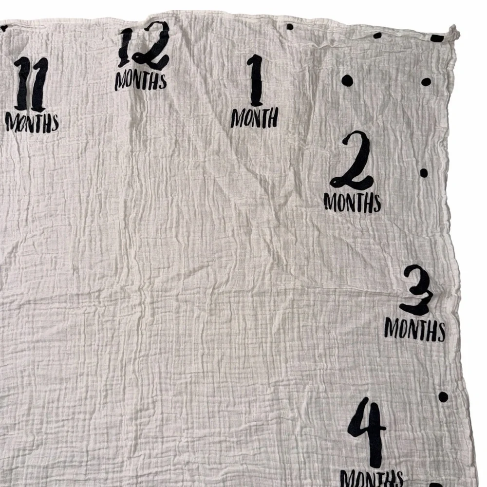 Baby Monthly Milestone Muslin Swaddle Blanket 1-12 Months Photo Prop